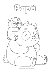Pagina da colorare per bambini Animale Panda Altri animali del mondo Famiglia di animali Cucciolo