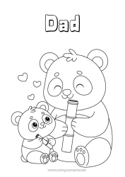 Free colouring Animal Panda Other animals of the world Animal family Cub Bamboo