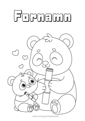 Färgläggningssida att anpassa Djur Panda Andra djur i världen Djurfamilj Bebisdjur Bambu