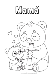 Niño página para colorear Animales Panda Otros animales del mundo Familia de animales Bebé animal Bambú