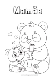 Página de desenho infantil Animal Panda Outros animais do mundo Família de animais Filhote Bambu