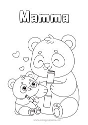 Pagina da colorare per bambini Animale Panda Altri animali del mondo Famiglia di animali Cucciolo Bambù