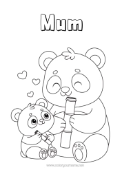 Free colouring Animal Panda Other animals of the world Animal family Cub Bamboo