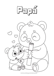 Colorear gratis Animales Panda Otros animales del mundo Familia de animales Bebé animal Bambú
