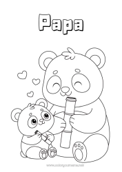 Kinder-Malvorlage Tier Panda Andere Tiere der Welt Tierfamilie Tierbaby Bambus