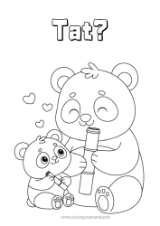Pagină de colorat pentru copii Animal Panda Alte animale din lume Familia animalelor Pui de animal Bambus