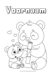 Gratis kleurplaat Dier Panda Andere dieren van de wereld Dierenfamilie Dierenbaby Bamboe