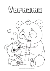 Kostenlose Malvorlage Tier Panda Andere Tiere der Welt Tierfamilie Tierbaby Bambus