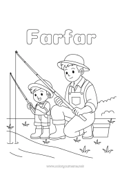 Färgläggningssida för barn Fiske Barn Stövlar Vuxen
