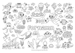 Gratis färgläggning Sköldpadda Hav Fordon Djur Delfin Båt Hippocampus Krabba Rokfisk Marina djur eller vattenlevande djur Reptiler Fåglar och flygande däggdjur Dykning U-båt Marina fordon Mås, skrattmås Vattensporter Bläckfisk