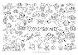 Kleurplaat aanpassen Schildpad Zee Voertuigen Dier Dolfijn Boot Zeepaardje Krab Rog Zeedieren Reptielen Vogels en vliegende zoogdieren Duiken Onderzeeër Maritieme voertuigen Meeuw, zeemeeuw Watersporten Octopus, inktvis