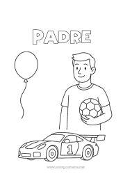 Niño página para colorear Balón de fútbol Papá Fiesta Coche de carreras Vehículos de carreras y pistas