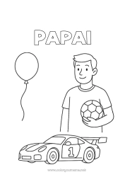 Página de desenho infantil Bola de futebol Papai Festa Carro de corrida Véhicules de course et circuits