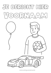 Gratis kleurplaat Voetbal Papa Feest Raceauto Racewagens en circuits