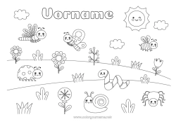 Kostenlose Zeichnung Spinne Blumen Frühling Sonne Schmetterling Tier Biene Schnecke Marienkäfer Tulpe Insekten Libelle Wurm