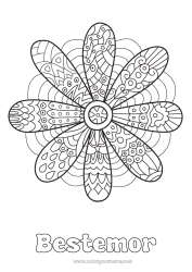 Fargeleggingssiden for barn Blomster Margrethe Zentangle