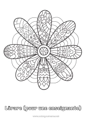 Färgläggningssida för barn Blommor Marguerite Zentangle