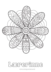 Fargeleggingssiden for barn Blomster Margrethe Zentangle