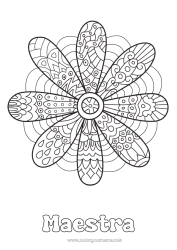 Niño página para colorear Flores Margarita Zentangle