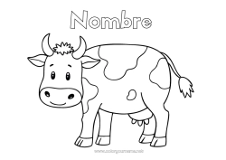 Colorear para personalizar Animales Vaca Dibujos fáciles para colorear Animales de granja