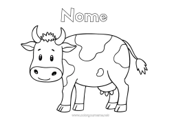 Colorare per personalizzare Animale Mucca Disegni da colorare facili Animali da fattoria