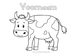 Kleurplaat aanpassen Dier Koe Eenvoudige kleurplaten Boerderijdieren
