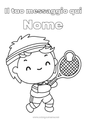 Colorare per personalizzare Sport Ragazzo Tennis Sport di racchetta