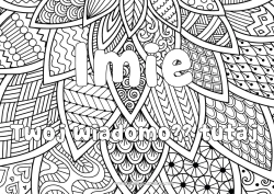 Kolorowanka za darmo Liście Nazwisko odznaczone Złożone kolorowanki Zentangle Tło dekoracyjne