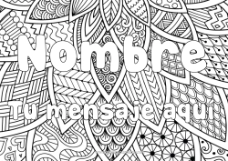 Colorear gratis Hojas Nombre decorado Dibujos complejos para colorear Zentangle Fondo decorativo