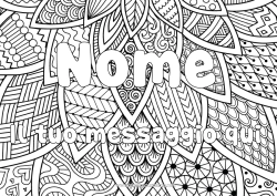 Colorazione gratuita Foglie Nome decorato Colorazioni complesse Zentangle Sfondo decorativo