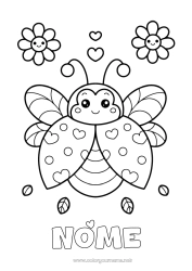 Desenho grátis Fofo Flores Animal Joaninha Desenhos para colorir fáceis Insetos