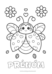 Coloriage à personnaliser Mignon Fleurs Animal Coccinelle Coloriages faciles Insectes