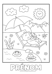 Coloriage à personnaliser Soleil Animal Autres animaux du monde Parasol Transat Capibara