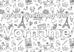 Kostenlose Malvorlage Dekorierter Name Frankreich Symbole Eiffelturm Paris Denkmal Dekorativer Hintergrund