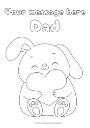 Free colouring Heart I love you. Rabbit Forest animals
