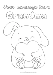 Free coloring Heart I love you Bunny Forest animals