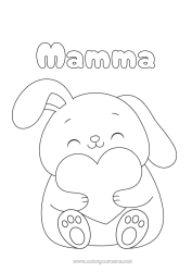 Pagina da colorare per bambini Cuore Ti amo Coniglio Animali della foresta