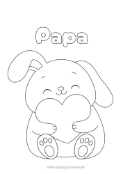 Coloriage enfant Coeur Je t'aime Lapin Animaux de la forêt