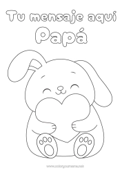 Colorear gratis Corazón Te amo Conejo Animales del bosque