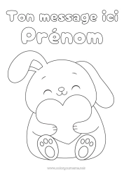 Coloriage à personnaliser Coeur Je t'aime Lapin Animaux de la forêt