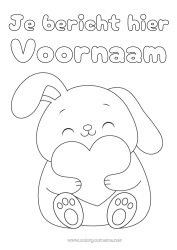Gratis kleurplaat Hart Ik hou van jou Konijn Bosdieren