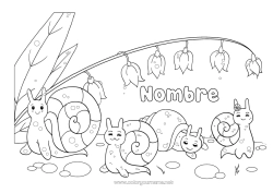 Dibujo libre Primavera Animales Caracol Lirio de los valles 1 de mayo