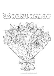 Farvelægningssiden for børn Blomster Tulipan Komplekse farvelægninger Bukket