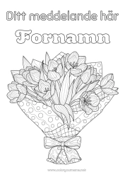 Gratis färgläggning Blommor Tulpan Komplexa målarbilder Bukett