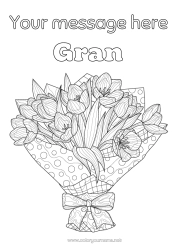 Free colouring Flowers Tulip Complex colouring pages Bunch