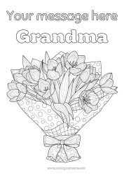 Free coloring Flowers Tulip Complex coloring pages Bouquet