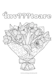 Pagină de colorat pentru copii Flori Lalea Desene de colorat complexe Buchet