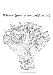 Färgläggningssida för barn Blommor Tulpan Komplexa målarbilder Bukett