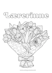 Fargeleggingssiden for barn Blomster Tulipan Komplekse fargelegginger Bukett