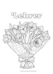 Kinder-Malvorlage Blumen Tulpe Komplexe Ausmalbilder Blumenstrauß
